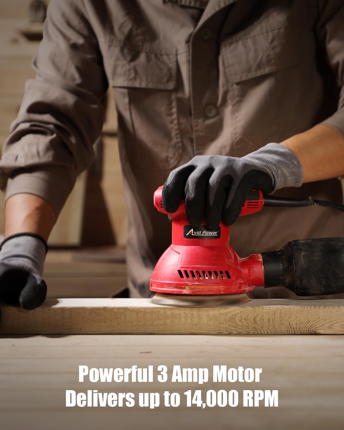 AVID POWER 5 Inch Orbital Sander Electric 3.0 Amp 6 Variable Speed Tool