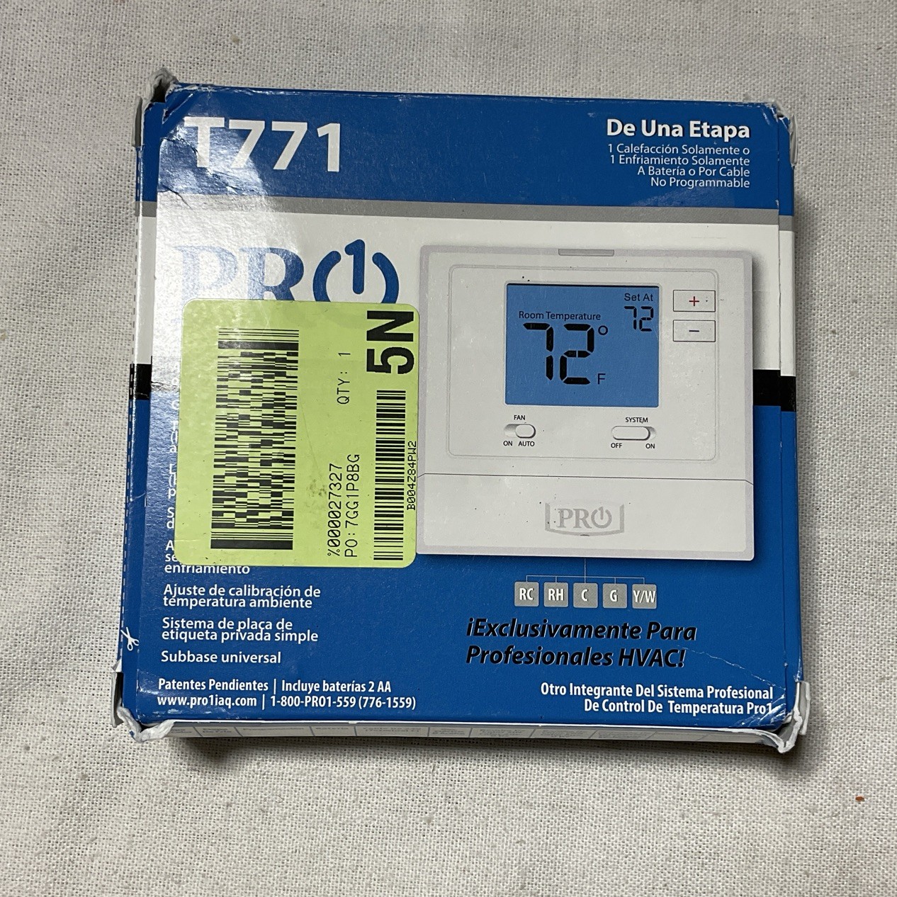 Pro1 IAQ T771 Non-Programmable Heat Cold Thermostat NO BATTERIES, OPEN BOX #1 A6