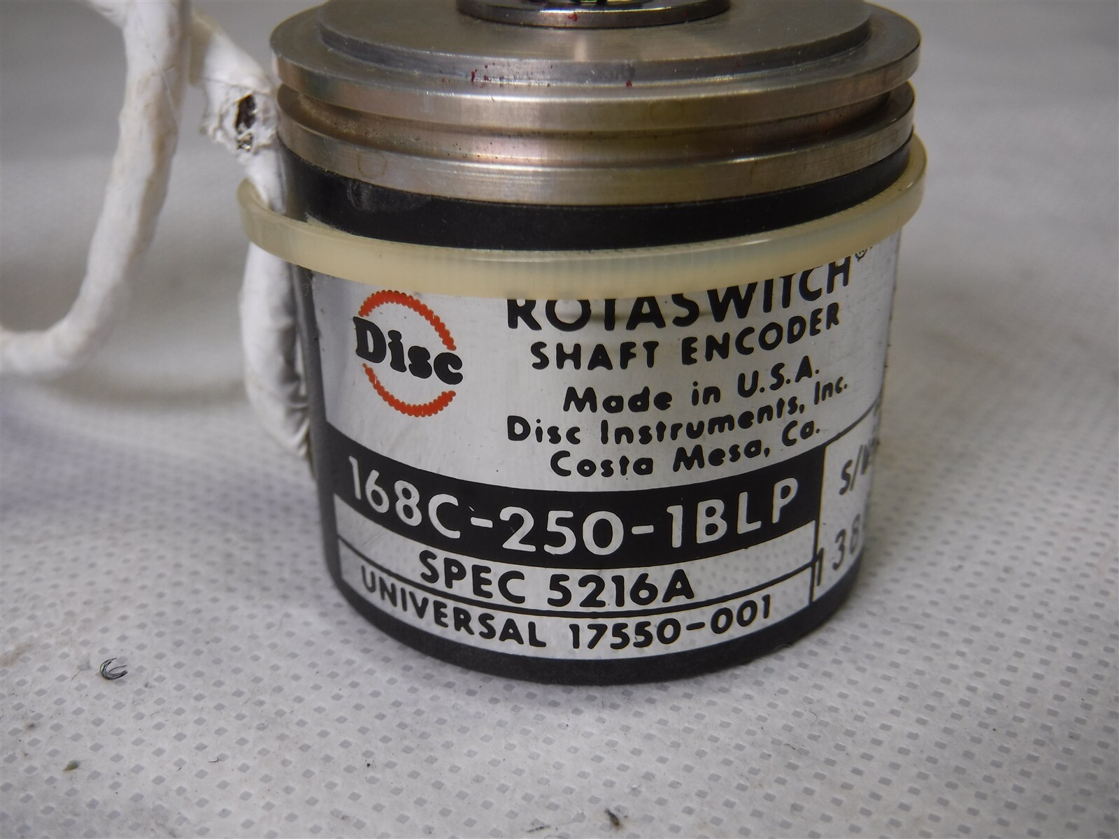 USED DISC ROTASWITCH SHAFT ENCODER 168C-250-1BLP SPEC 5216A H10