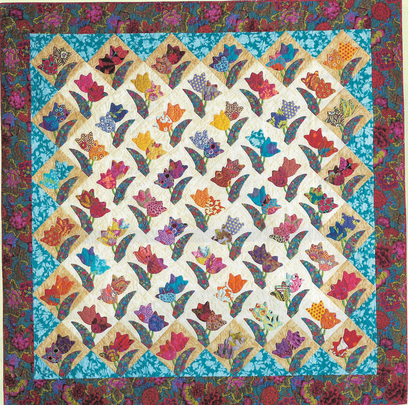 Tulips Quilt quilting pattern instructions