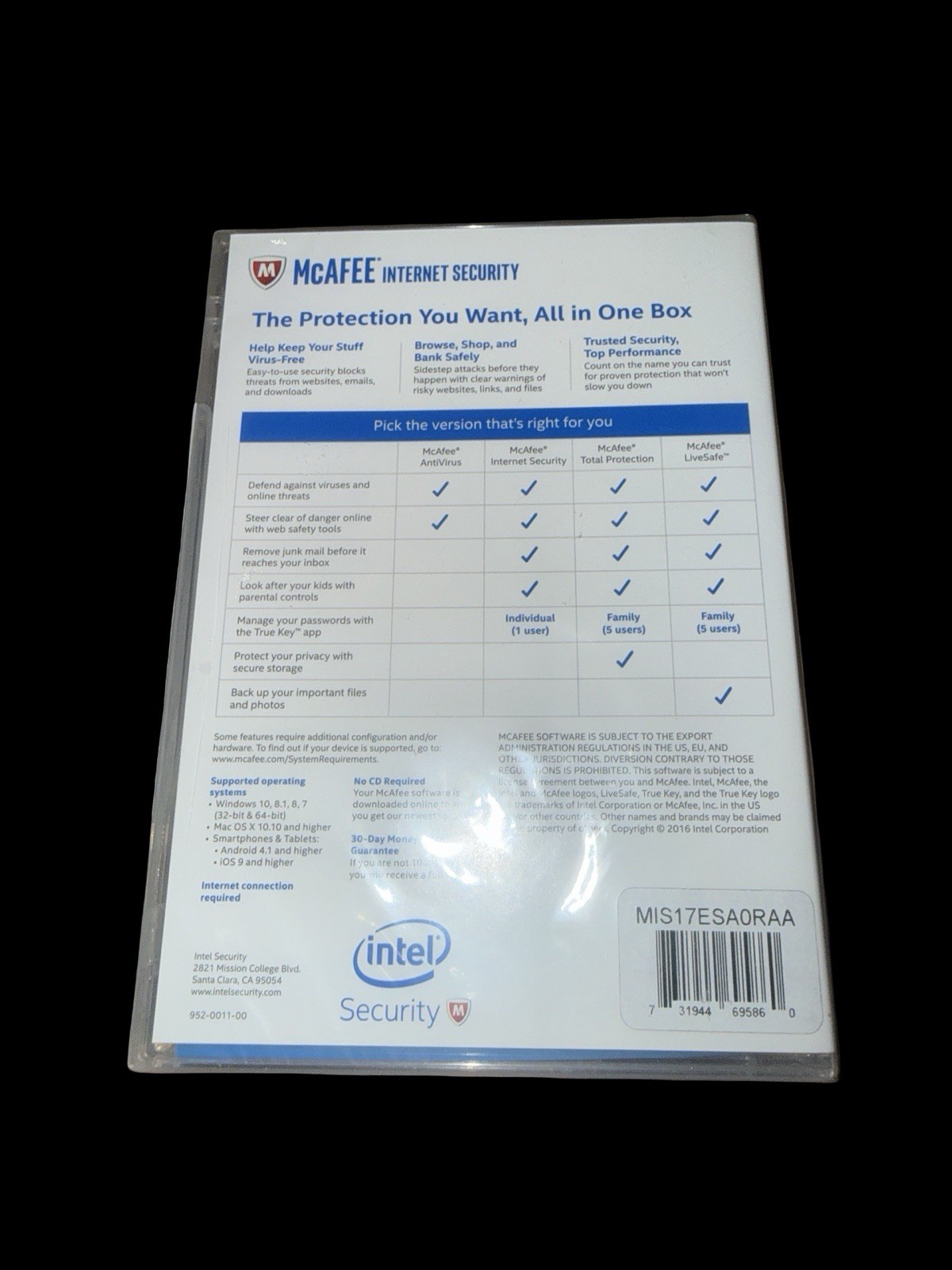 MCAFEE TOTAL PROTECTION 10 DEVICE ANTIVIRUS INTERNET SECURITY Windows IOS Phone!
