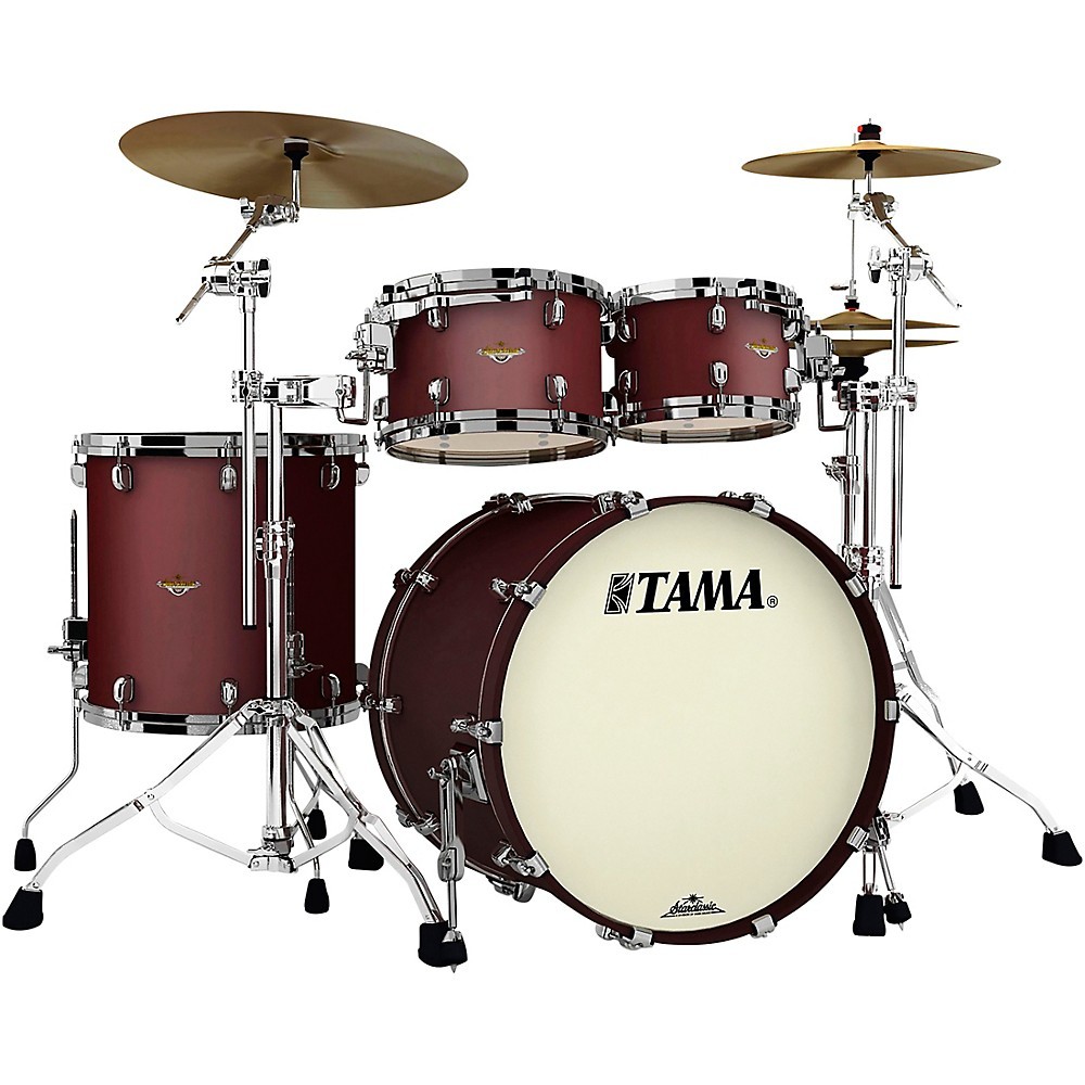 TAMA Starclassic Maple 4-Piece Shell Pck Blck Nickel, 22" Bass Flat Brgndy Mtllc