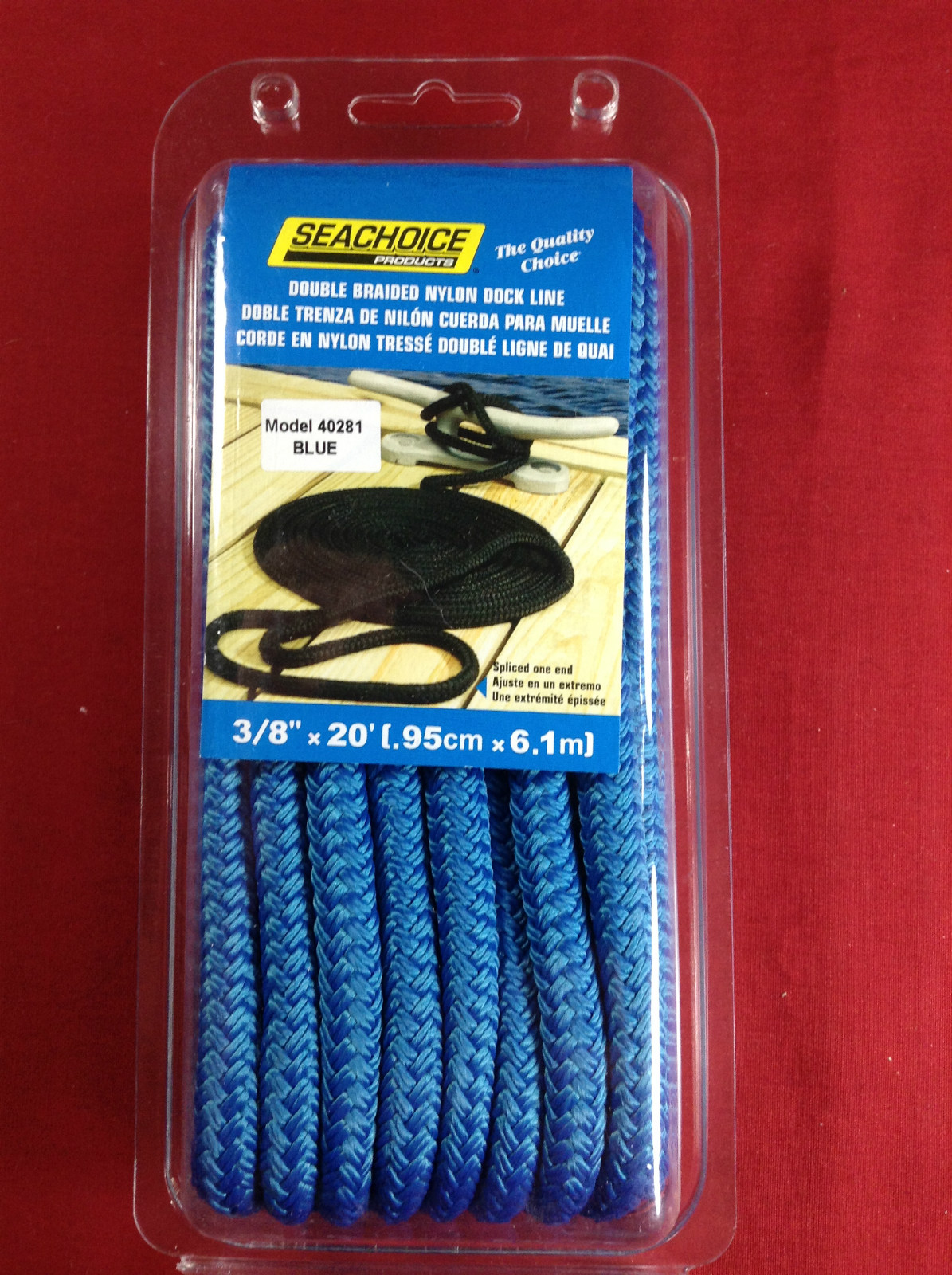DOCK LINE DOUBLE BRAIDED 3/8" x 20' BLUE SEACHOICE 40281