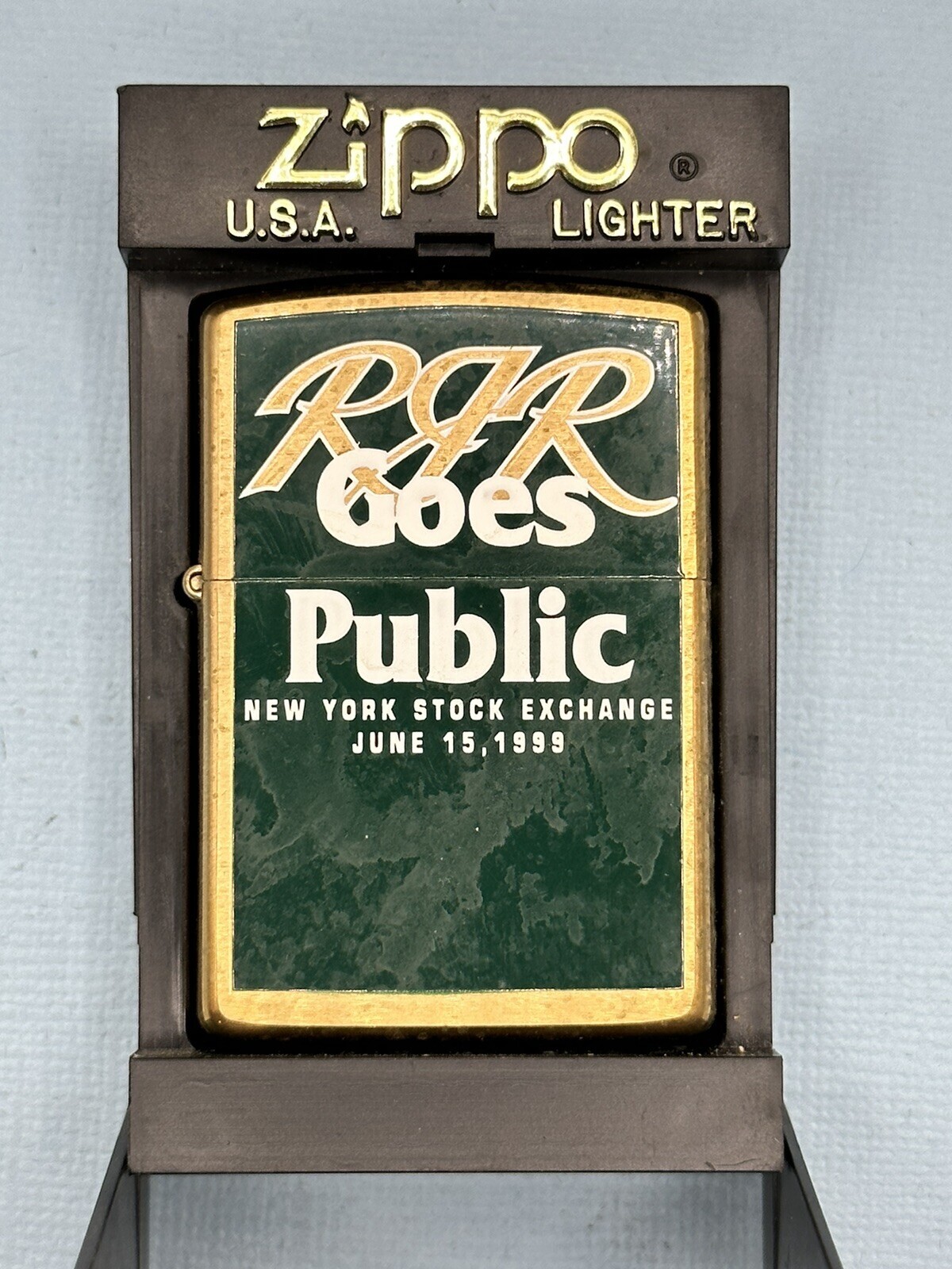 Vintage 1999 RJ Reynolds Goes Public NY Stock Exchange Brass Zippo Rare NEW