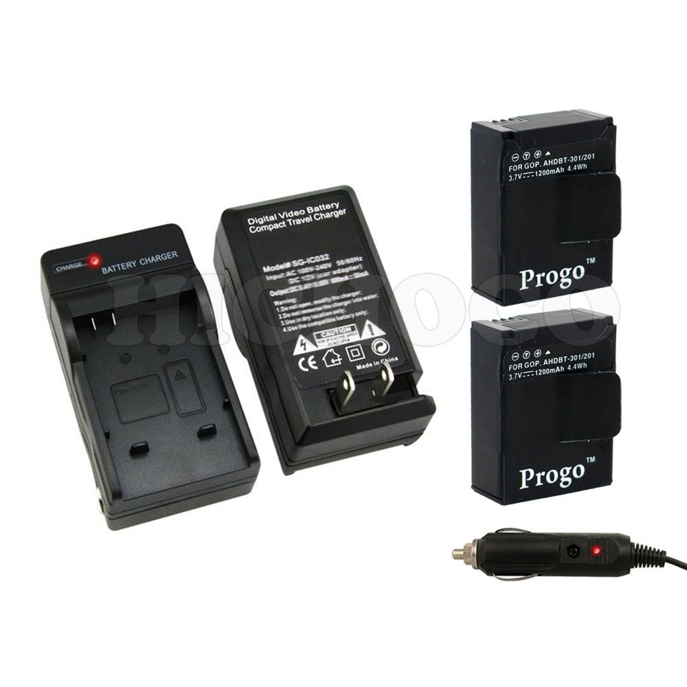 Progo 2 Battery + Charger For GoPro HD Hero 3 HERO3 Camera AHDBT-201 AHDBT-301