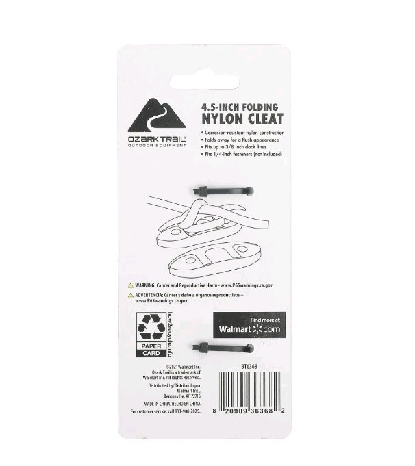 Ozark Trail 4.5-inch Nylon Flush-Folding Cleat, Model BT6368
