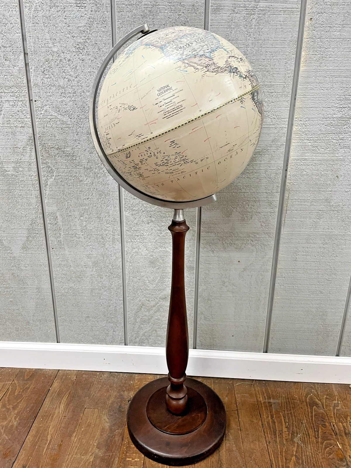 Vintage  World Globe on  Floor Stand 32" Tall 12" dia. 2007 National Geographic