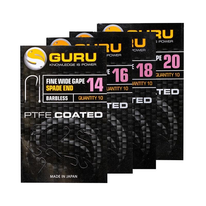 Guru Fine Wide Gape Spade End Barbless Hooks NEW Match Fishing Hooks *Full Range
