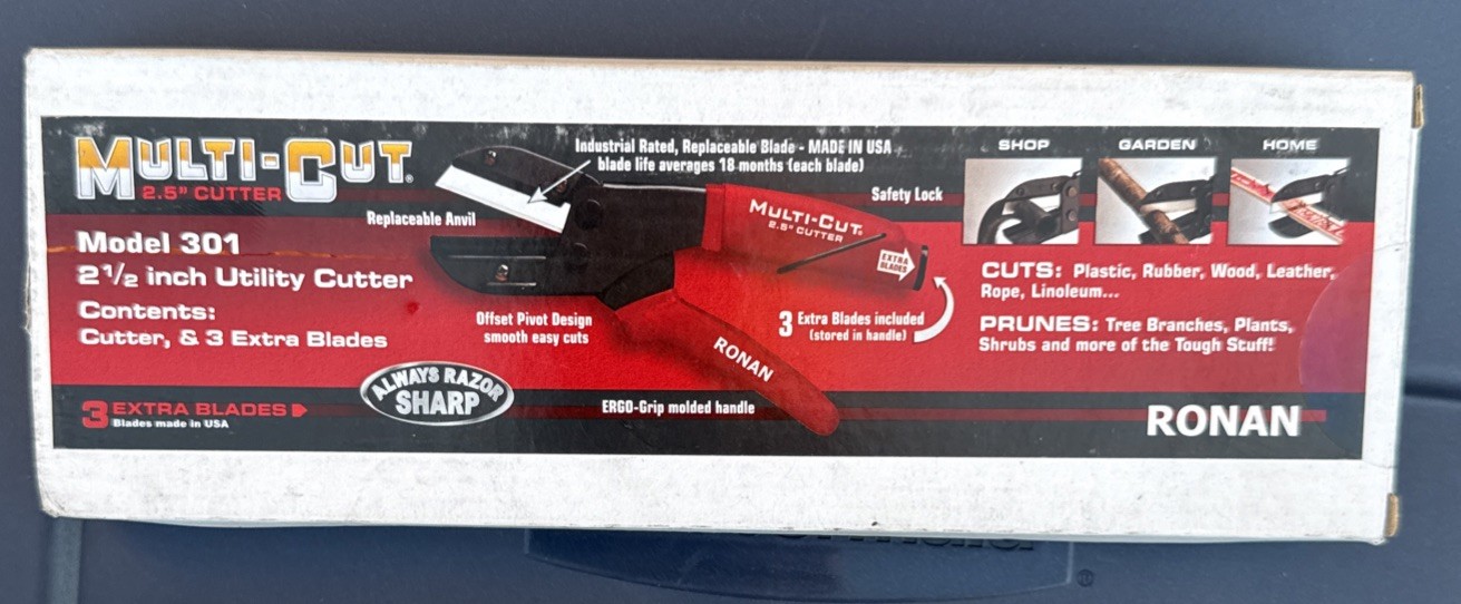 Ronan Multi-Cut Rubber 2-1/2” Utility Cutter Model 301 USA NEW