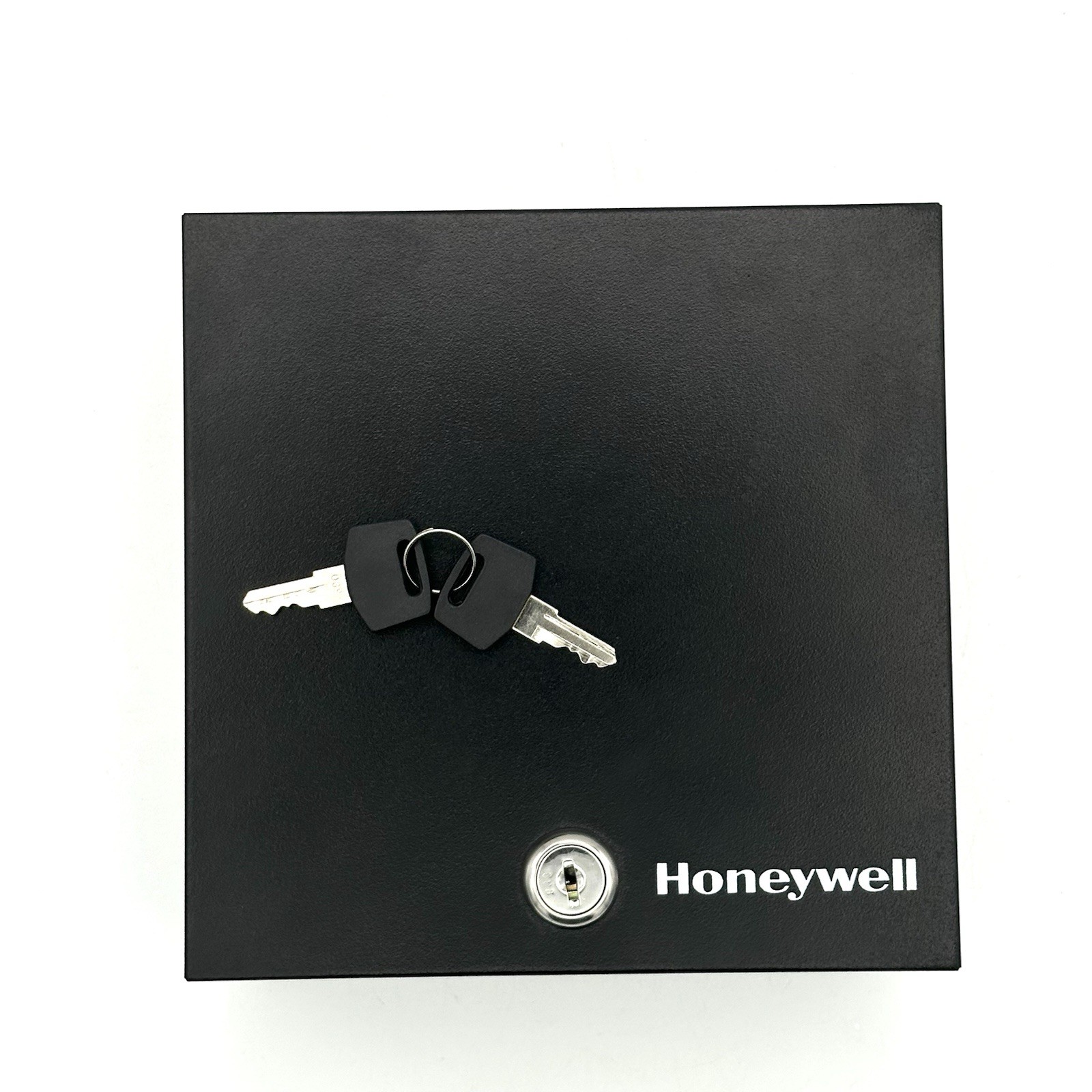 Honeywell Small Metal Key Locking Money Box Two Keys 6.75 x 6.75 x 2.75 Inches