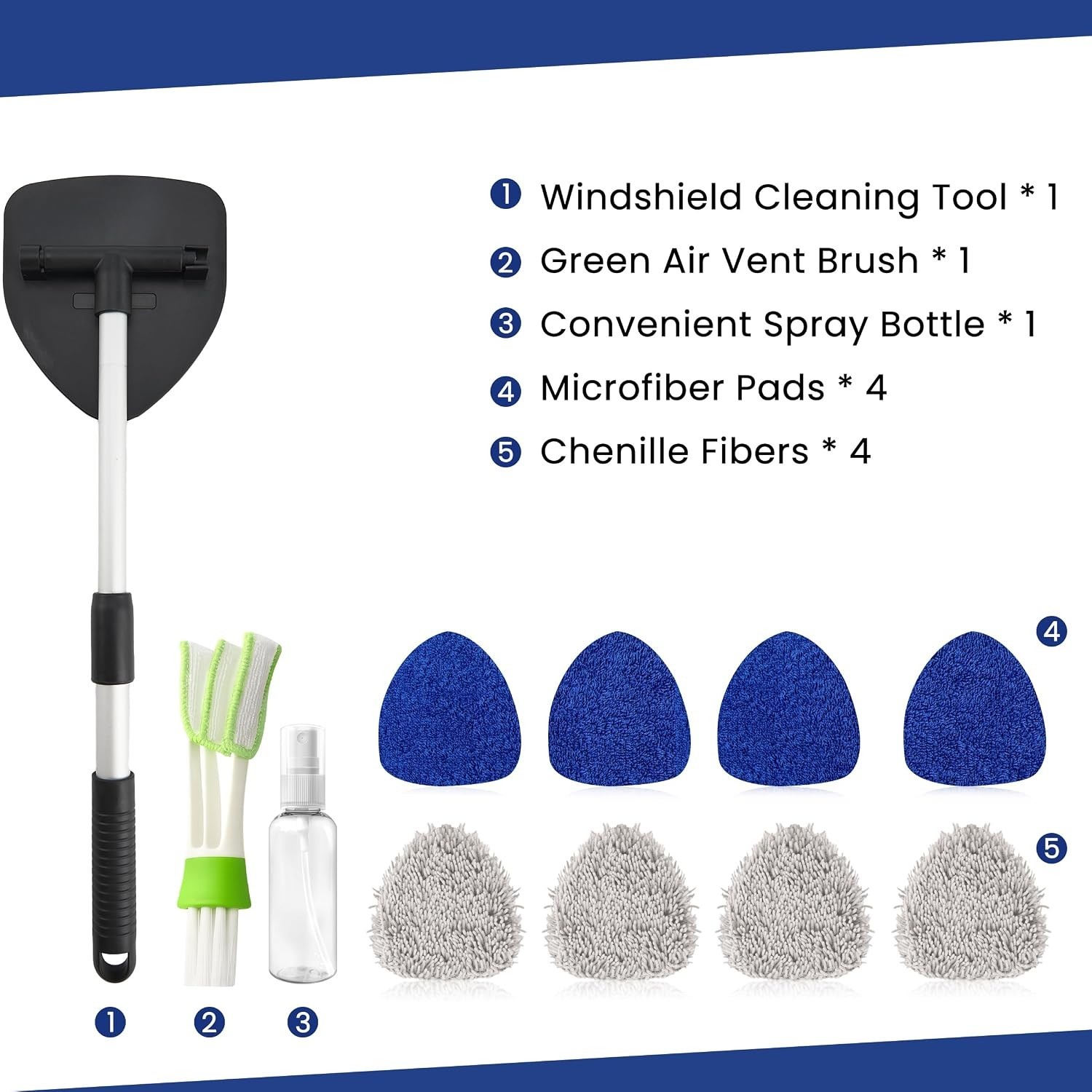 Windshield Cleaner Tool – Car Interior Window Cleaning Kit with Extendable Handl