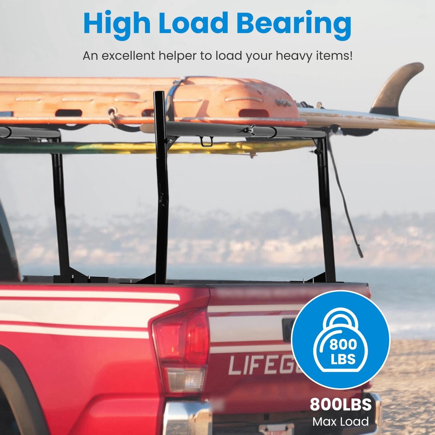 1Pair Extendable Truck Ladder Rack Non-Drilling Pick-up Bed Utility Adjustable T