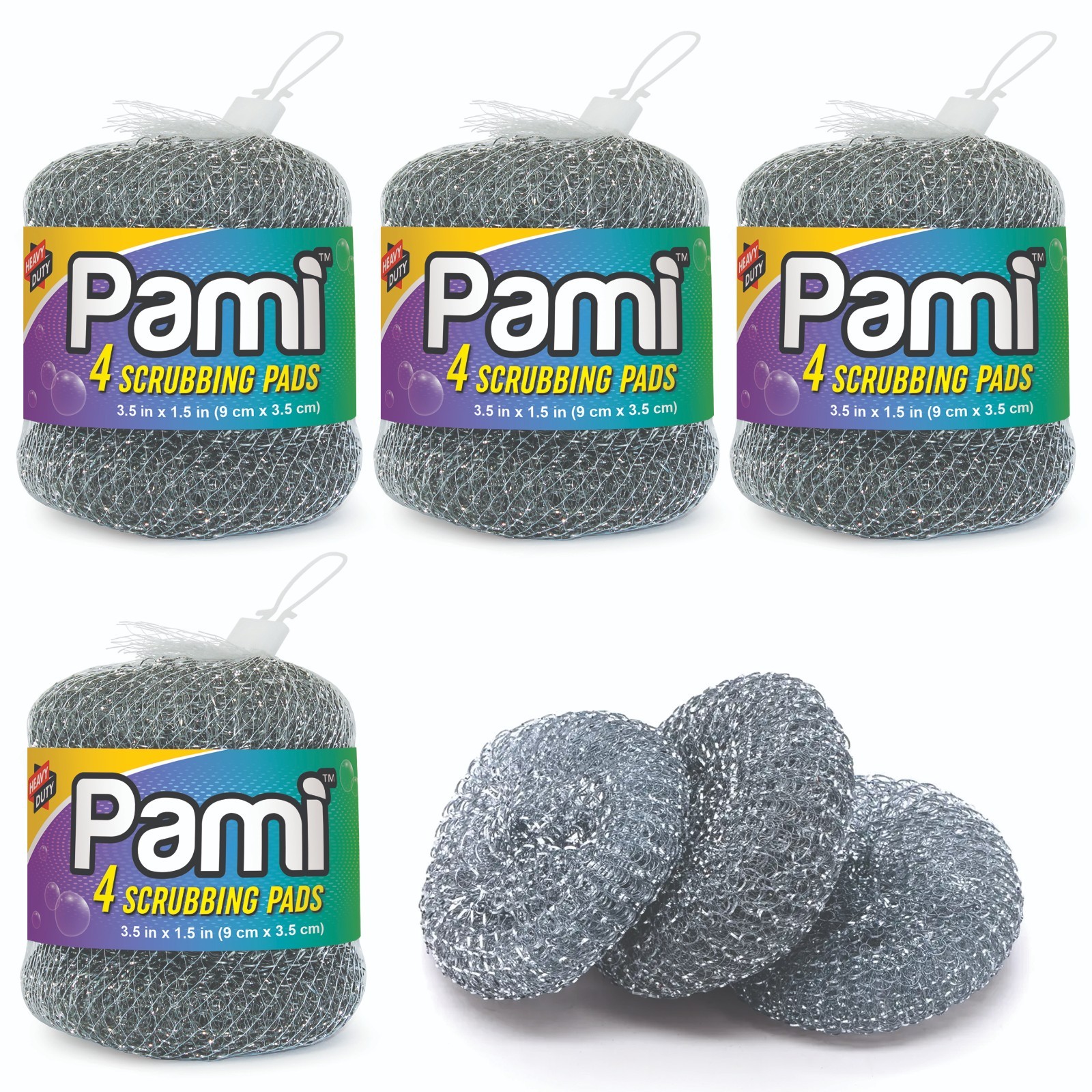 PAMI Stainless Steel Scrubbing Sponges Heavy Duty Non-Scratch Kitchen Pots 8-16
