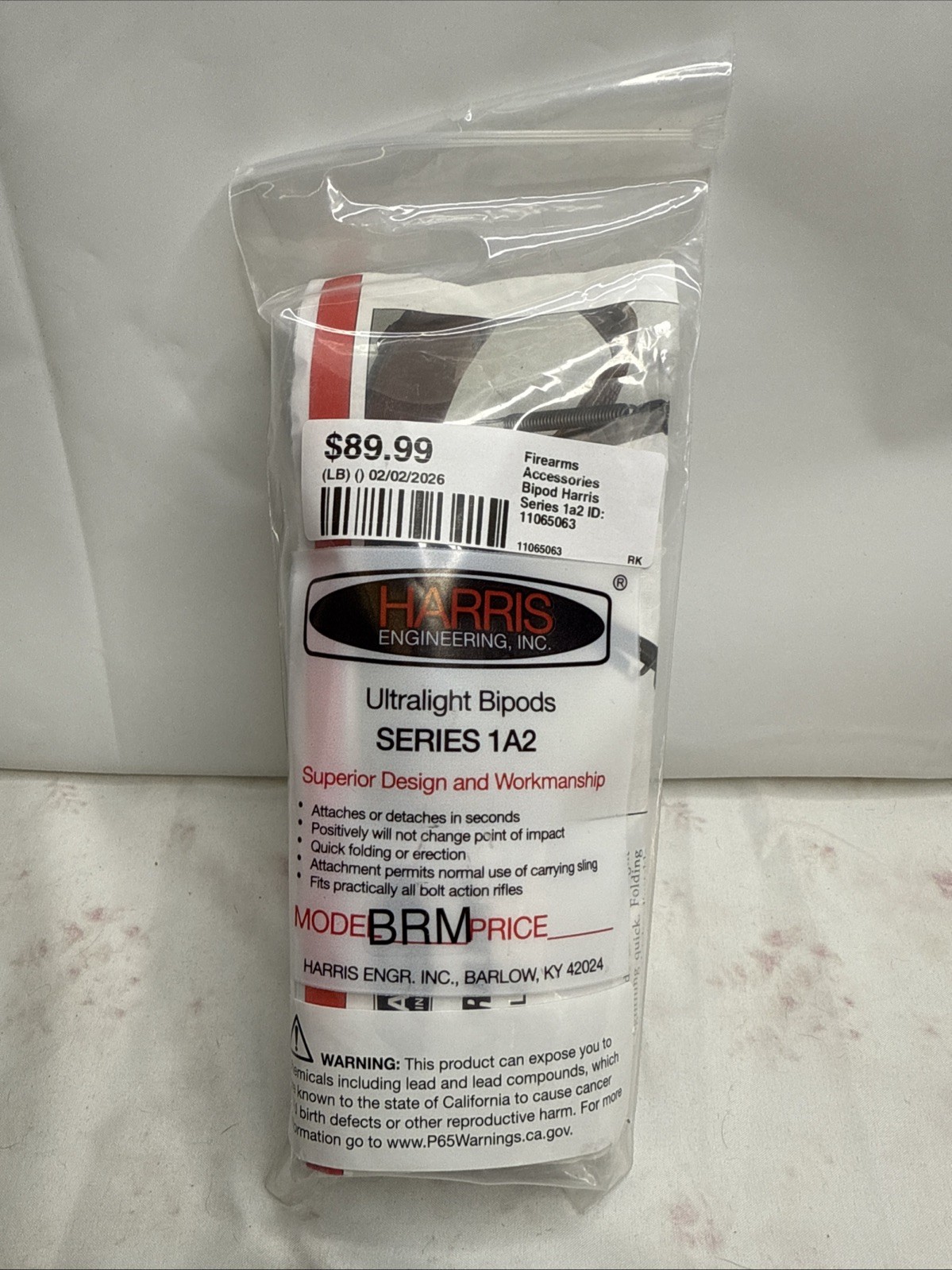 Harris Engineering 1A2-BRM Series 1A2 Bipod, 1A2-BRM BRM 6-9" (Leg Notch)