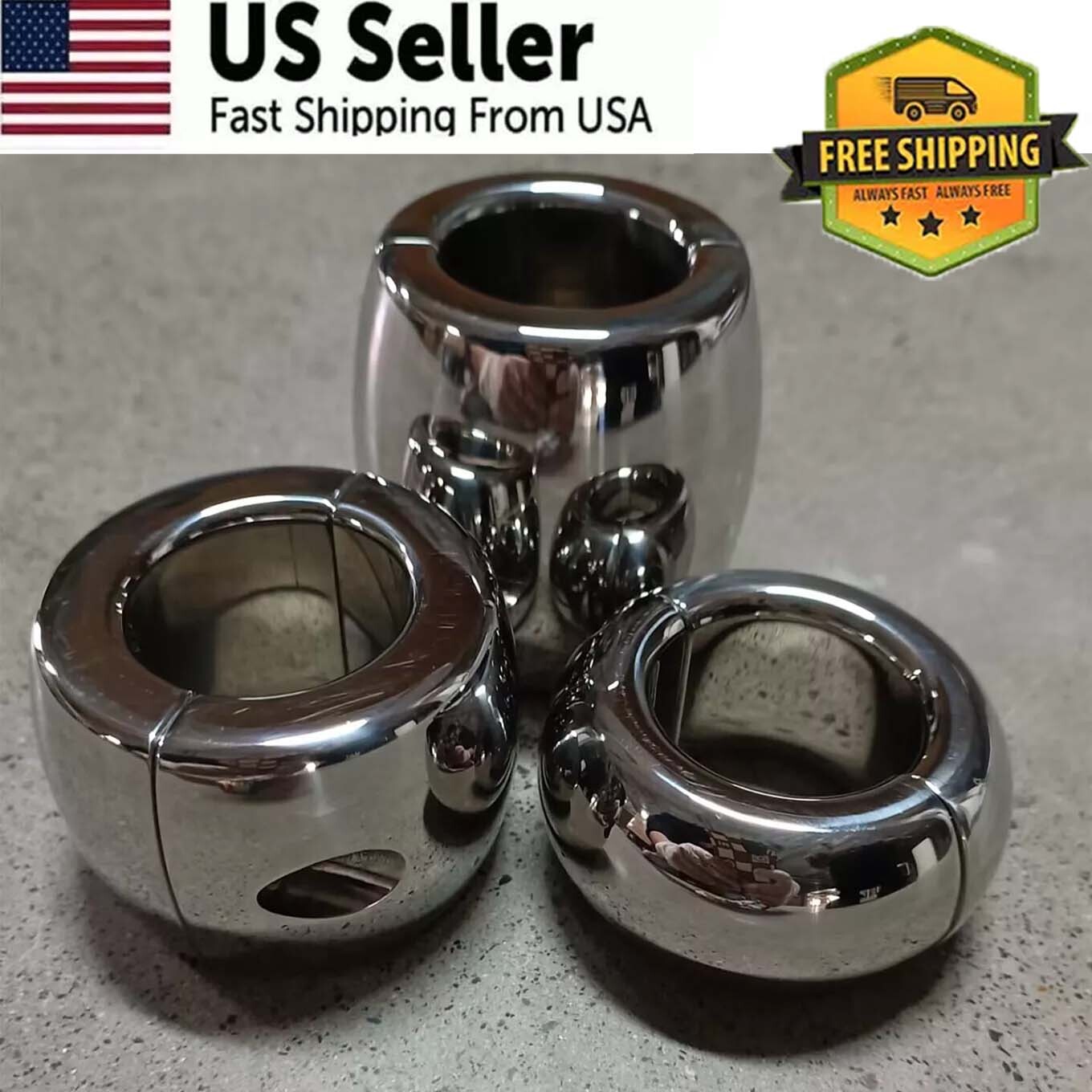 Male Strong Ball Stretcher Magnetic Stainless Steel Weight Heavy Scrotum Ring US