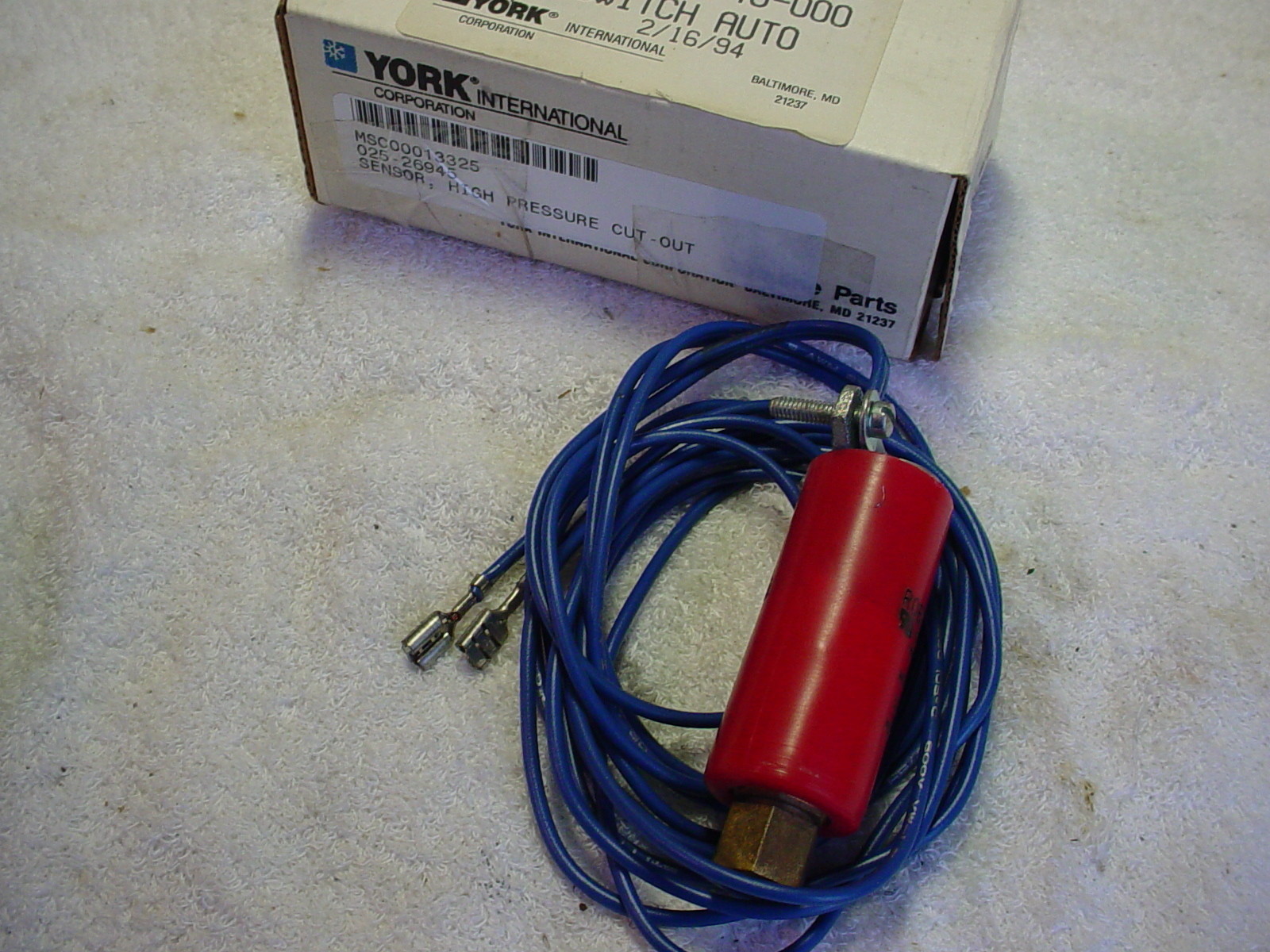 YORK 025-26945-000 HIGH PRESSURE CUT OUT SENSOR NEW