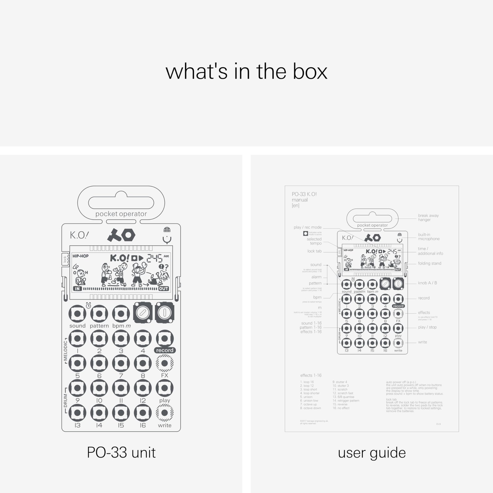 Pocket Operator PO33 K.O. Micro Sampler & Drum Machine with Effects
