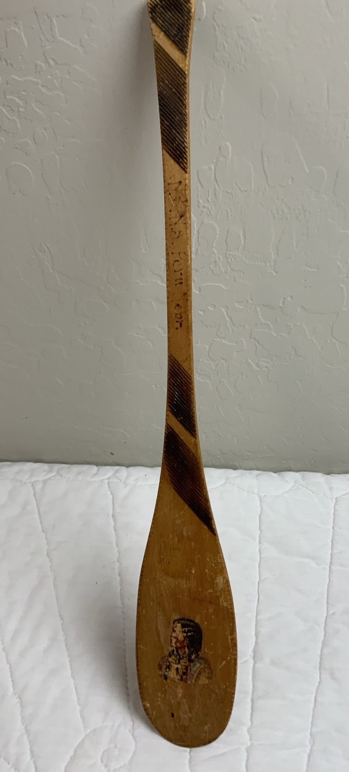 Antique Souvenir Canoe Paddle, NS Peru Nebr Hand Made, 1900’s, Indian, Wood, 18”
