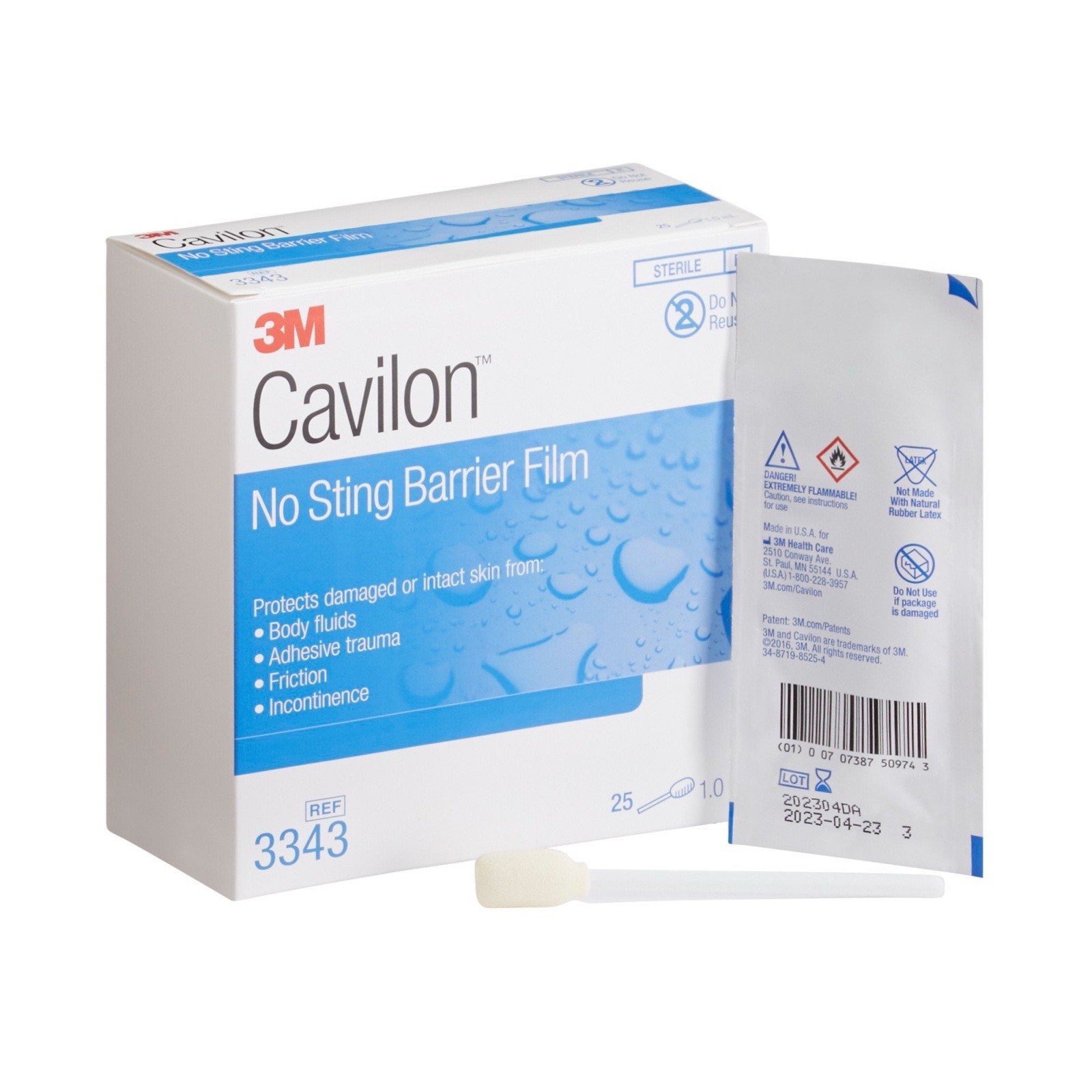 3M Cavilon No Sting Barrier Film 25 Count REF 3343 Exp 2028-04-09