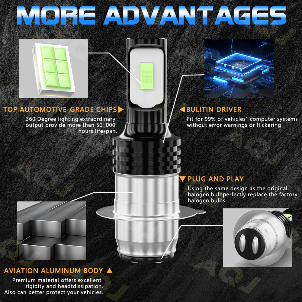 For Honda Rincon 650 680 2003-2015 2X H6 blue 8k LED Hyper Headlight Light Bulbs