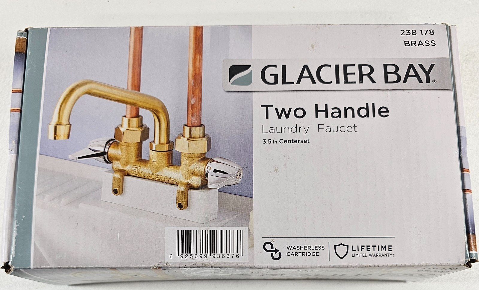 Glacier Bay Brass Two Handle Laundry Faucet 3.5" Centerset HD4211N-0001 NEW