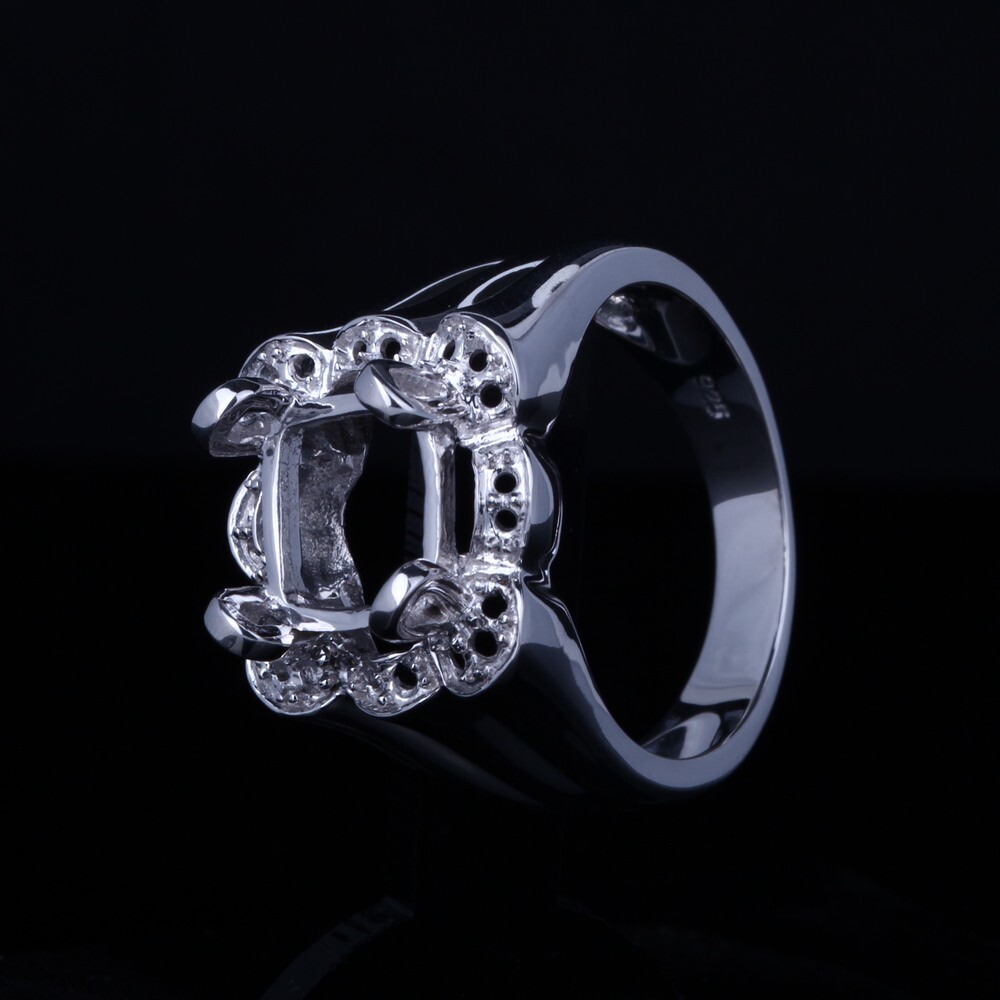Cushion 8x8mmto 9mmx9mm Semi Mount Handmade Artisan Jewelry Ring Sterling Silver