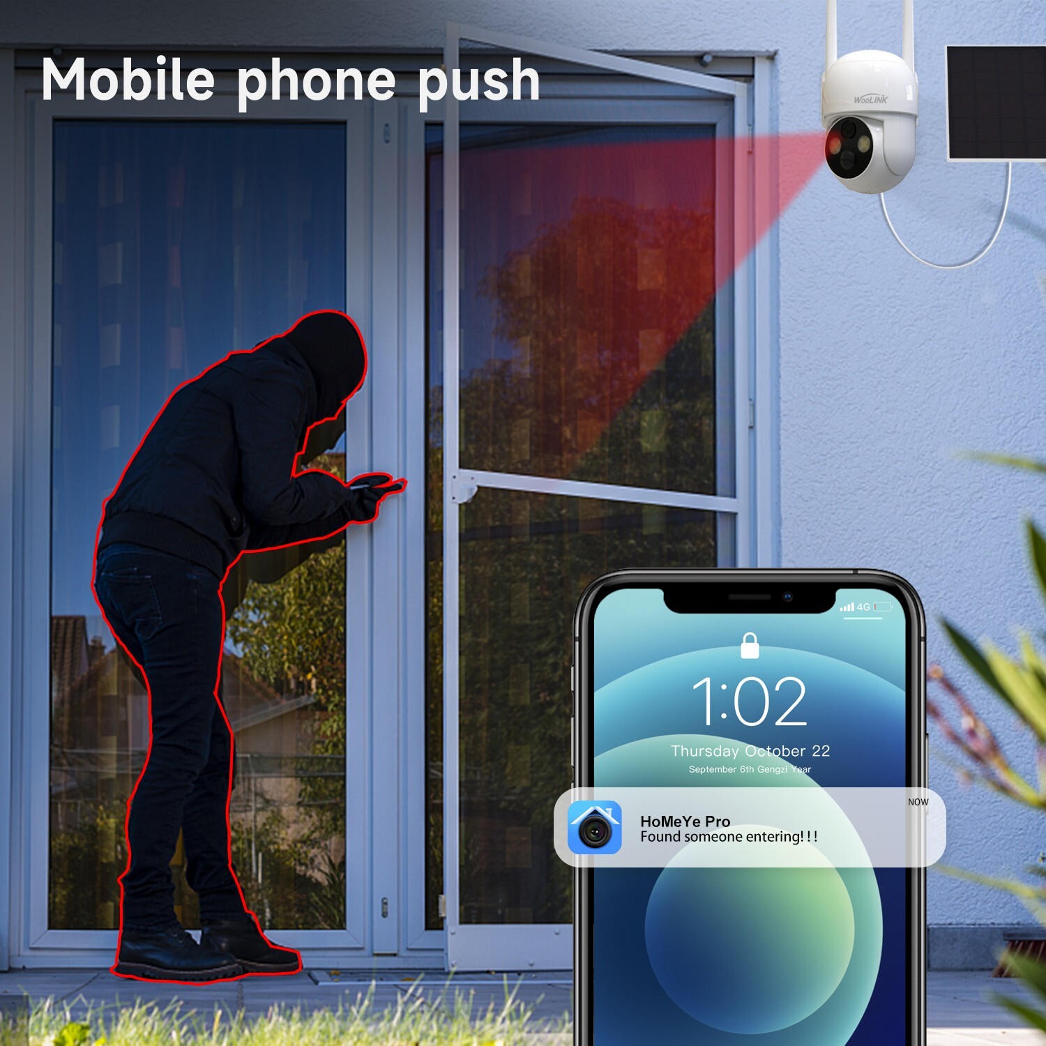 4pcs Wireless Solar Security Camera WiFi Camera System PTZ Audio IP Camera 360°