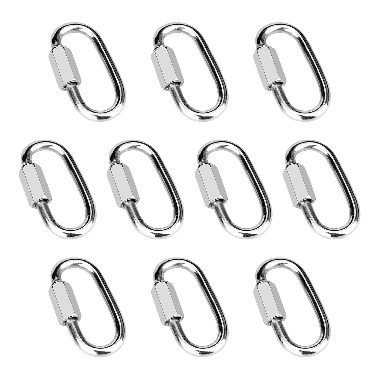 10 Pcs 1.5 Inch 316 Heavy Duty Stainless Steel Chain Quick Links, 175 Lbs Capaci