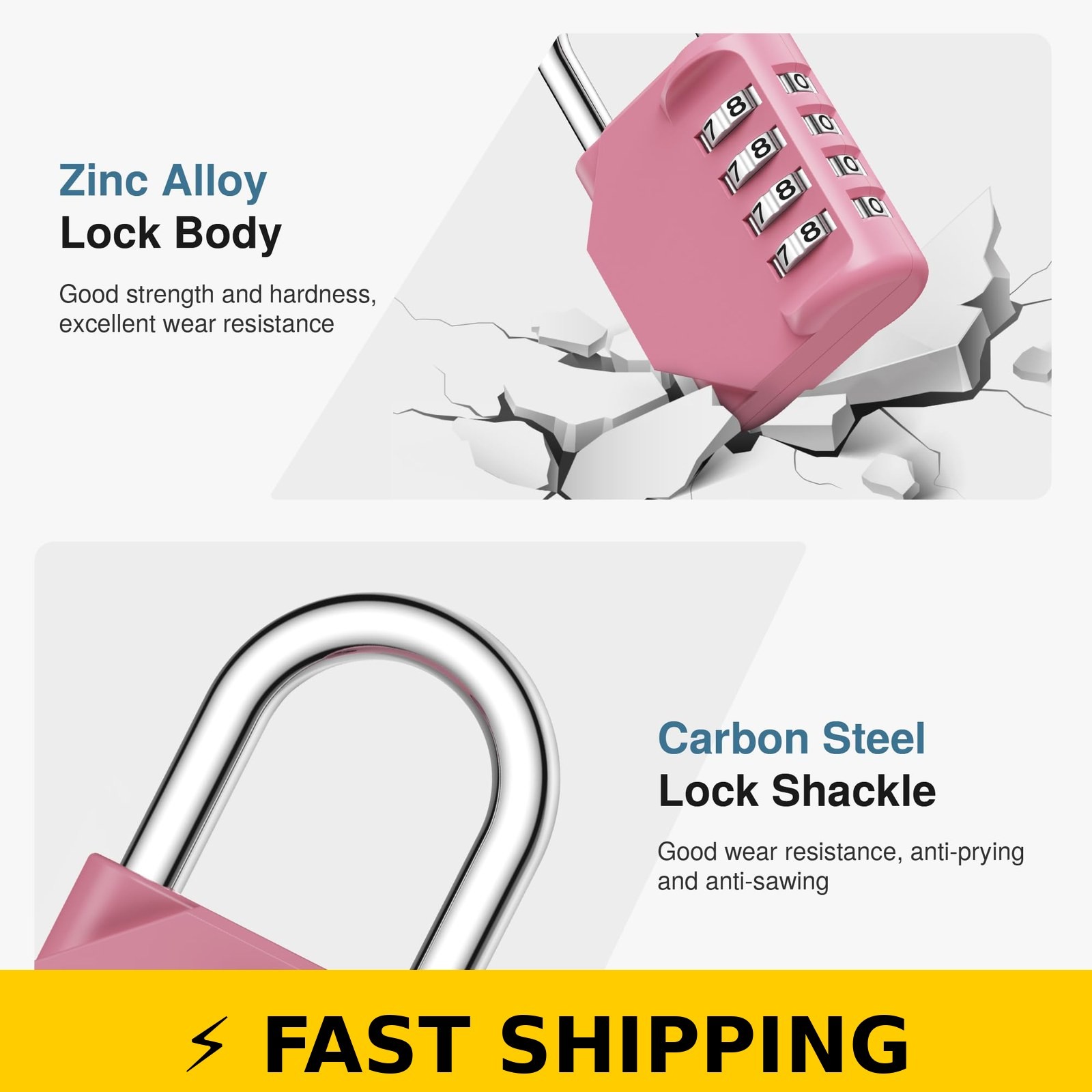 Puroma 4-Digit Waterproof Combination Padlock - Pink Rose