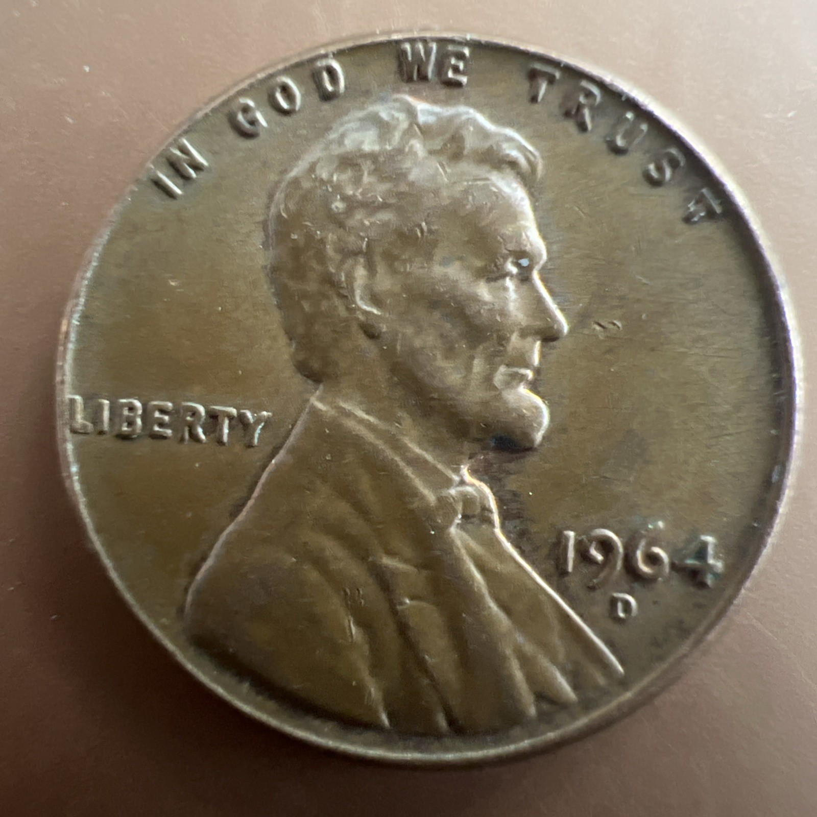1964 d lincoln penny / “L “ in liberty on edge error