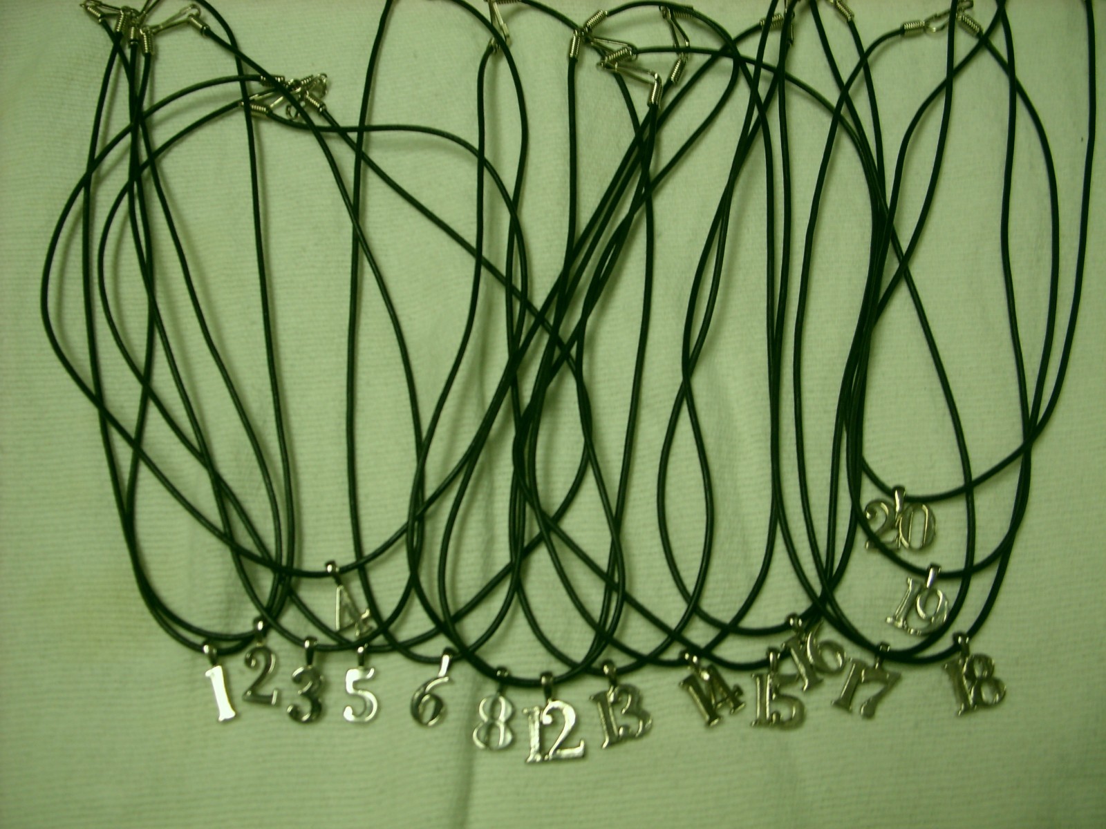 Soccer Jewelry Player's 8" lthr cord Necklace Black with silver tone Numbers