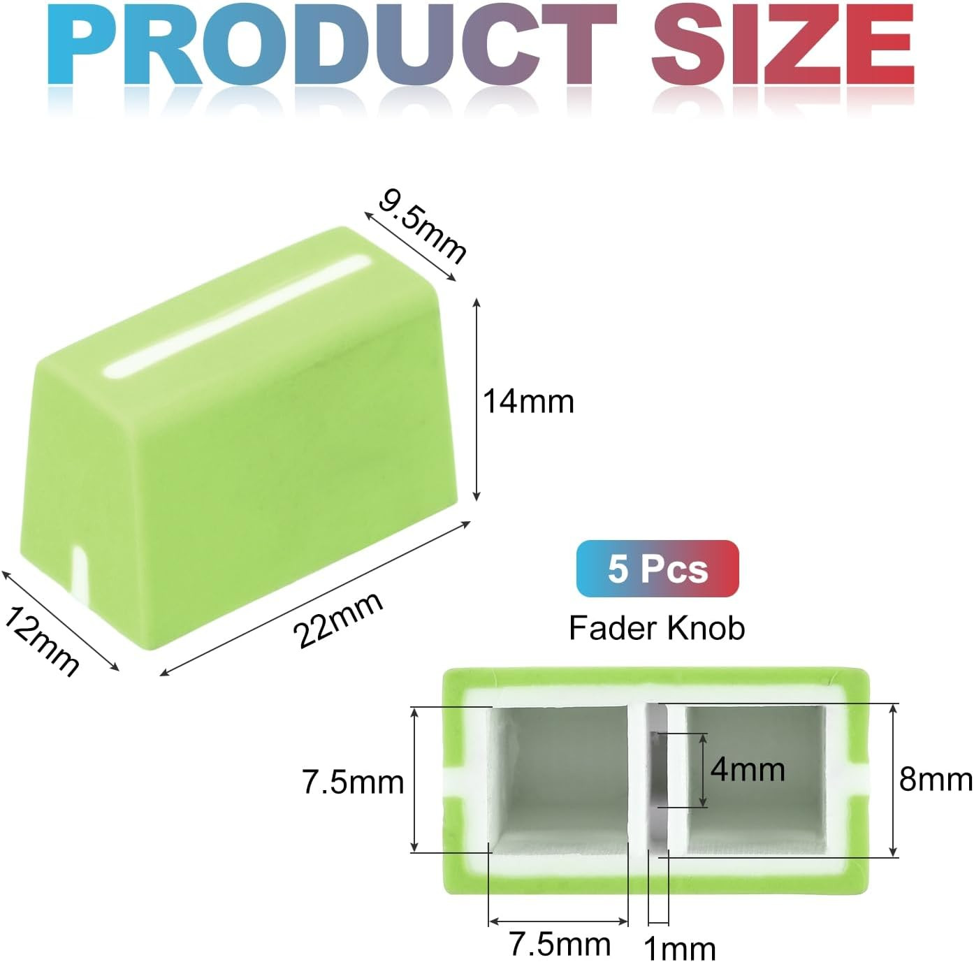 Universal Fader Knobs, Green Mixer Fader Caps Slider Potentiometer Replacement R