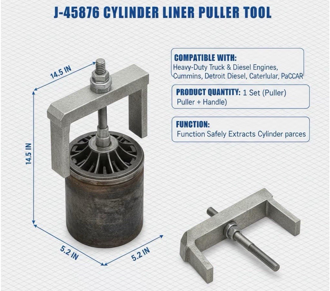 J-45876 Cylinder Liner Puller for Detroit Diesel 60 Series 12.7L, 14L, MTU S2000