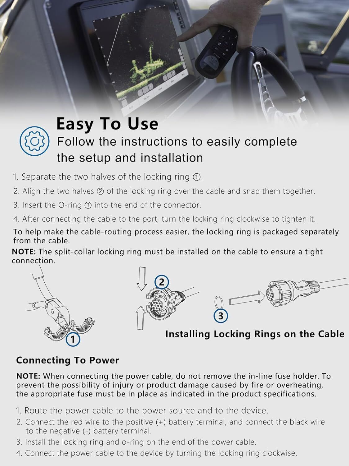 PC 11 Filtered Power Cable 720057-1 Fit for Humminbird All Helix 8/9/10/12/15