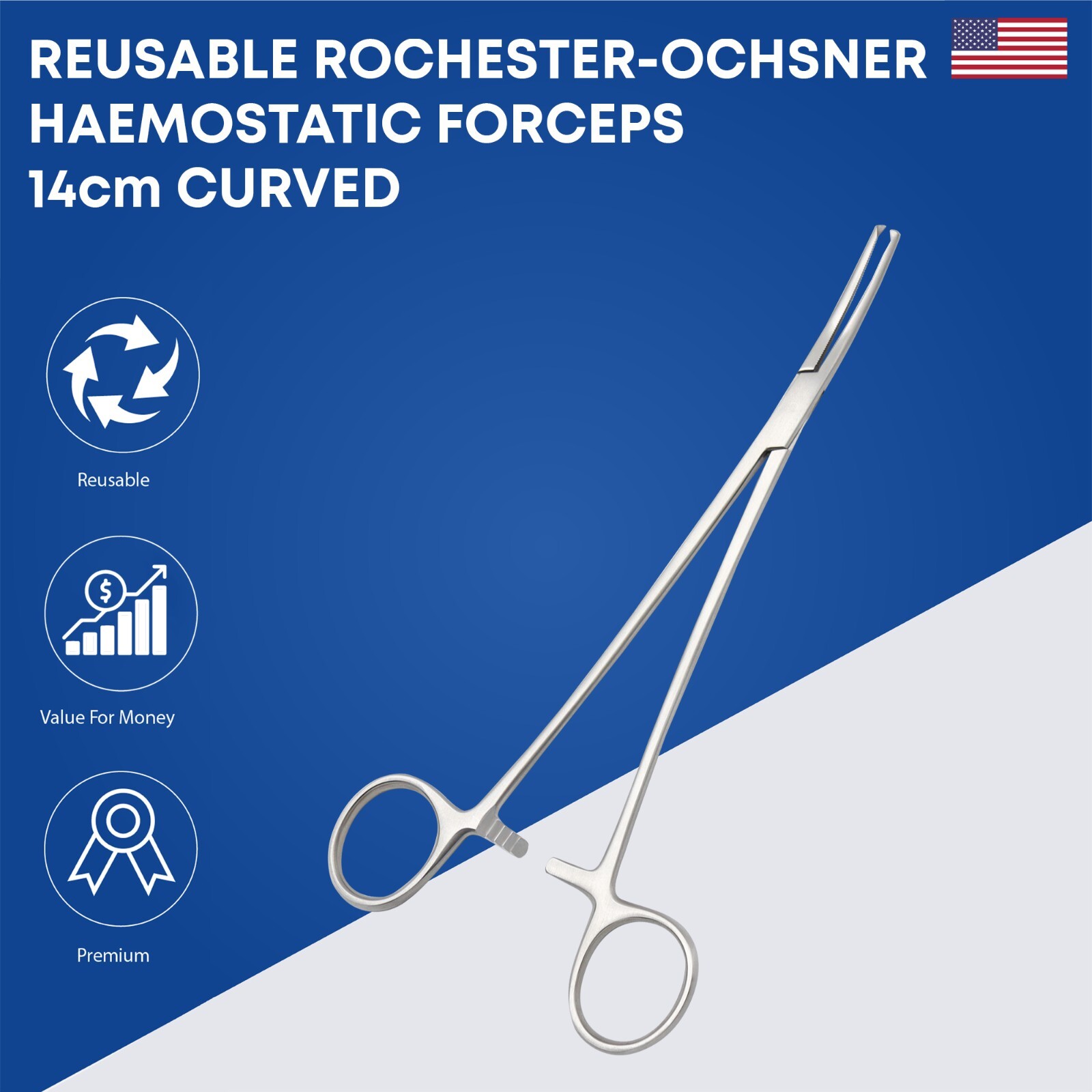Rochester-Ochsner Hemostatic Forceps 14cm Curved Premium Surgical Instruments