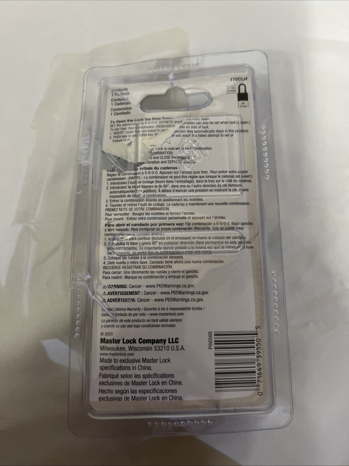 Master Lock 175DLH Brass Resettable Combination Padlock 2x2-1/4 Inches