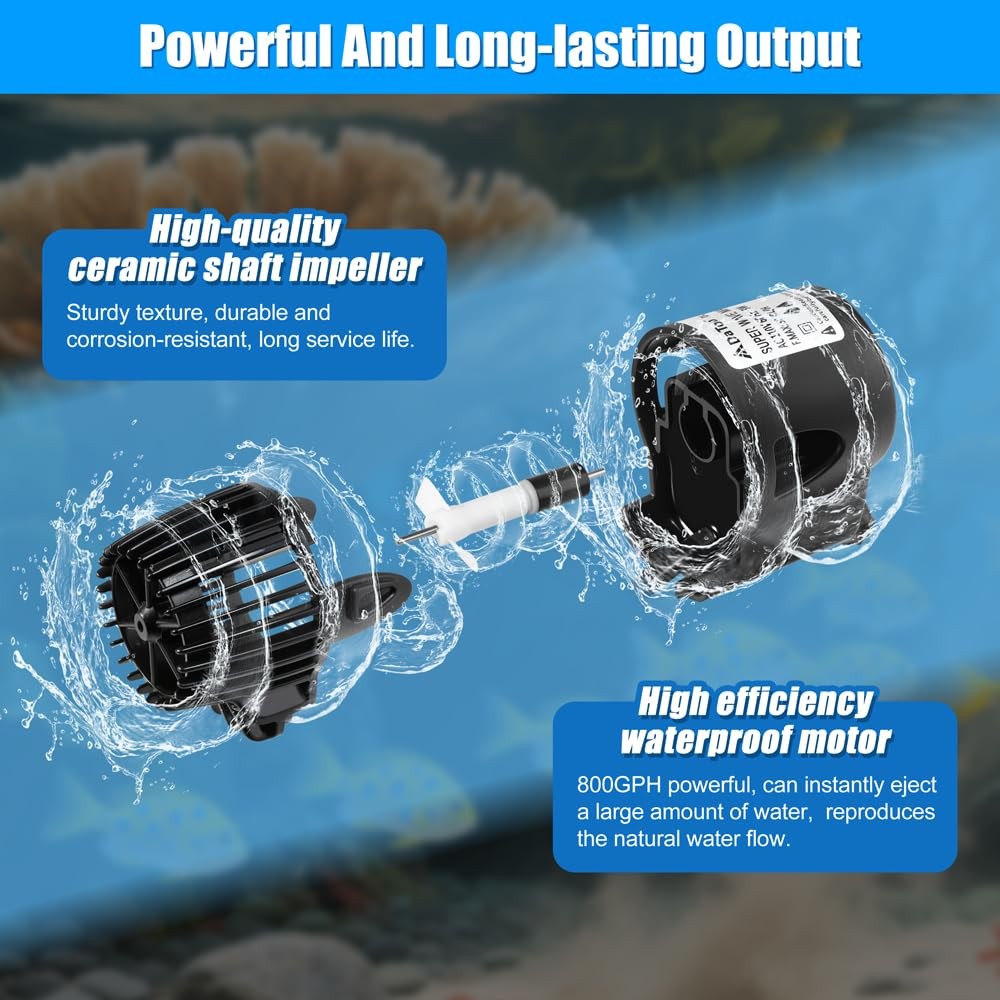DaToo 800GPH Mini Aquarium Circulation Pump Ultra-quiet Fish Tank Wave Maker ...