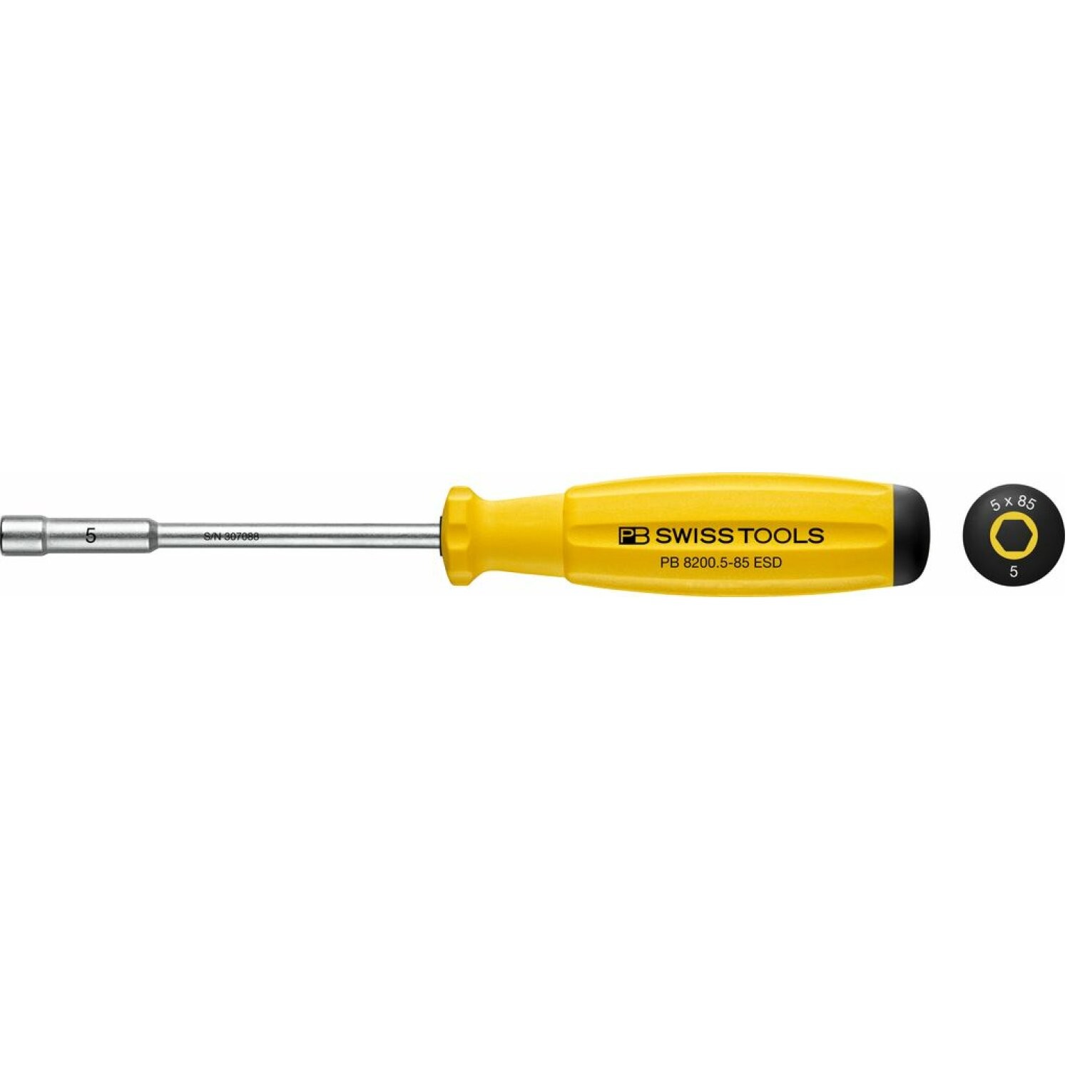 PB Swiss PB 8200.5-85 ESD SwissGrip Socket Screwdrivers Hex ESD - 5 mm