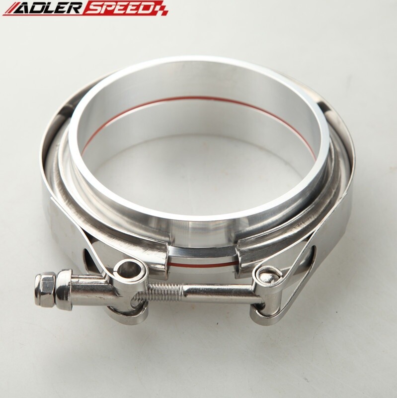 US 3.5" Turbo Exhaust Downpipe Stainless Steel V-Band Clamp & Aluminum Flanges