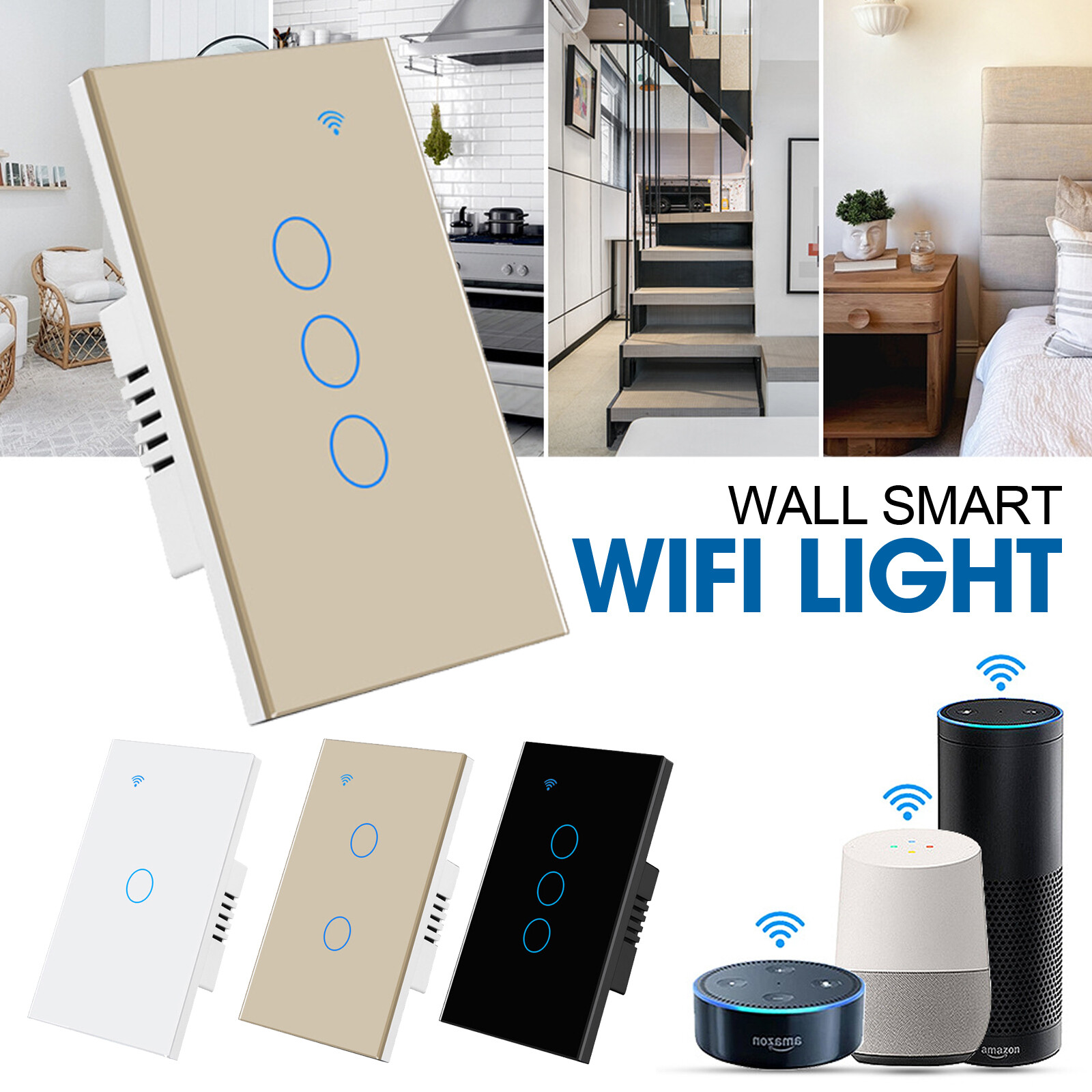 Glass Screen Touch Panel Wall Smart Wifi Light Switch Inteligente Interruptor