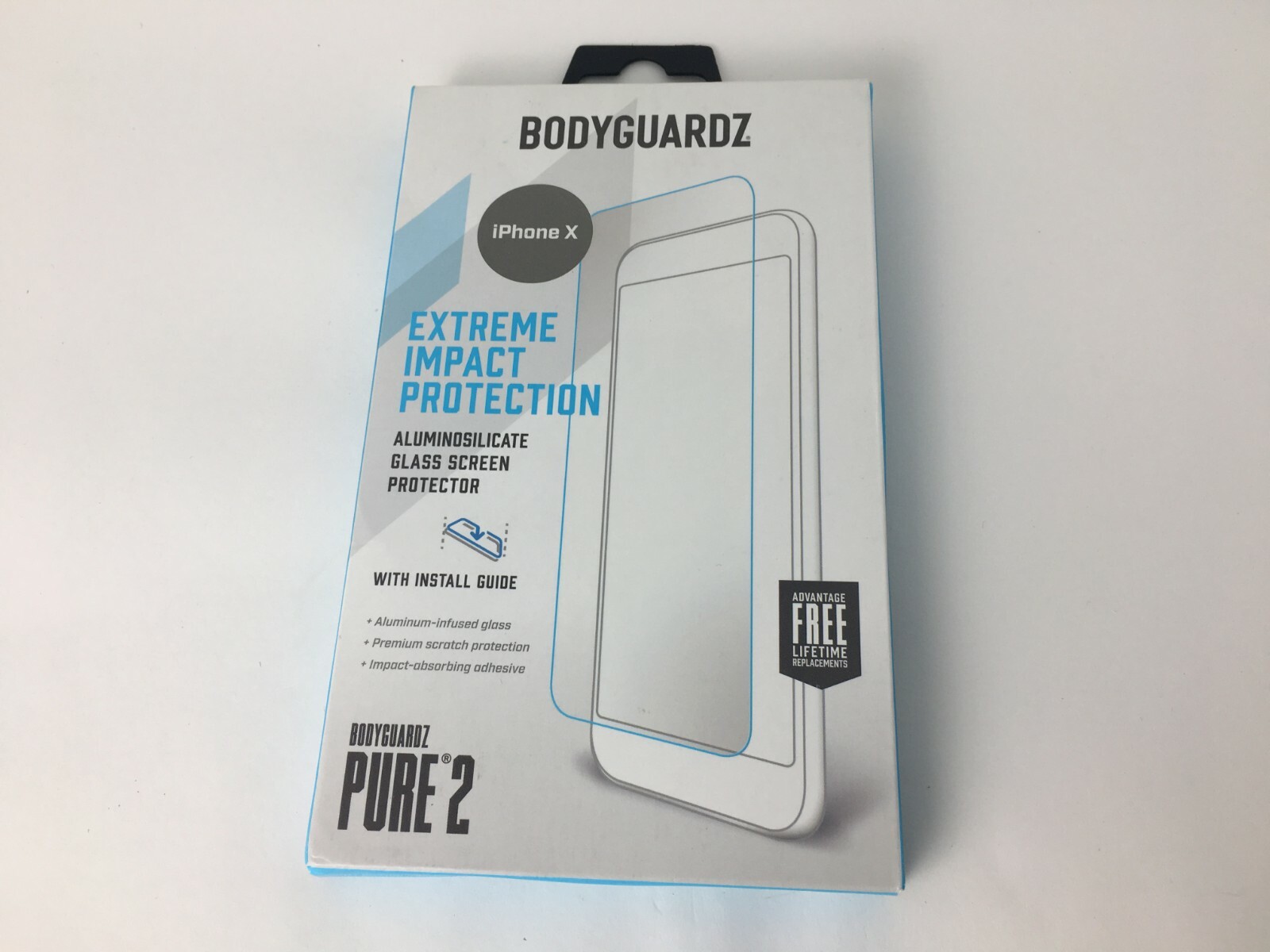 2x BodyGuardz Pure2 Glass Screen Protector for Apple iPhone 11 Pro, XS / X only