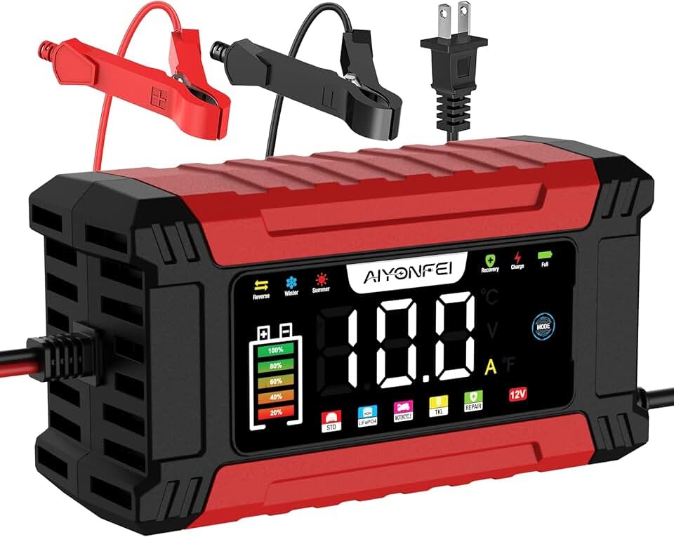 Battery Charger 12V 10-Amp Fully-Automatic Smart Trickle Charger Maintainer