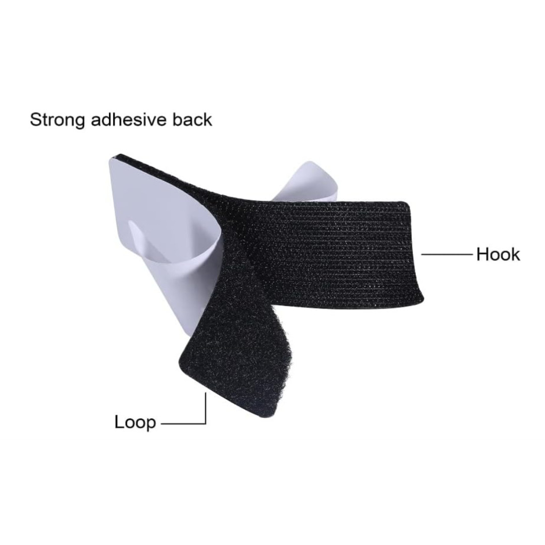 20 Sets Heavy Duty Hook & Loop Adhesive Strips 1x4” Black Sticky Back Fastener