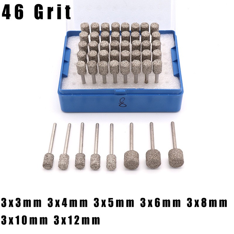 3mm Shank Brazing Diamond Grinding Rotary Burr Engraving Drill Bit Carving Tools
