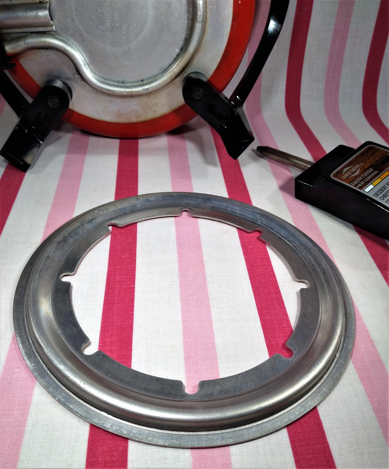 Swanky MoD West Bend Electric 1970's Poppy Red 11pc Fondue Pot Model 88502