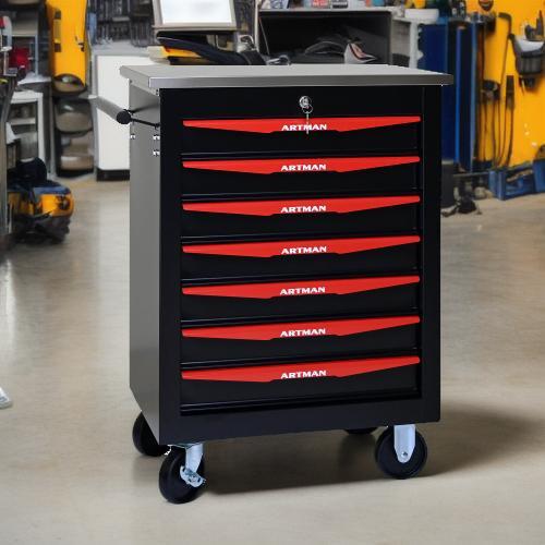 7 Drawers Multifunctional Tool Cart ,Metal Rolling Chest Cabinet Box for Garage
