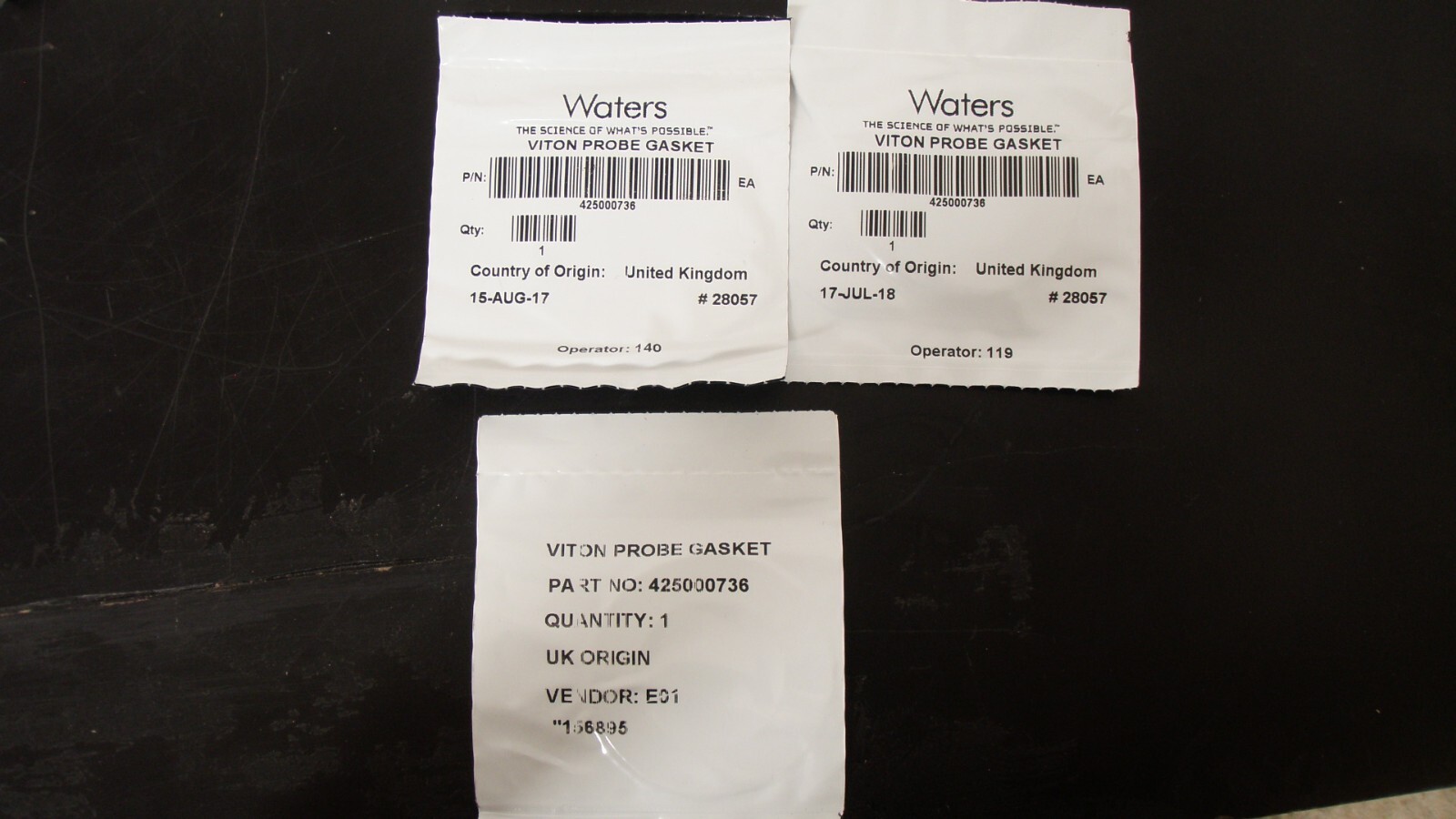 Waters  Probe Gasket, PN: 425000736, Quantity: 3, Brand New!
