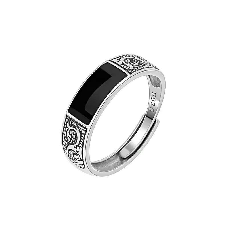 Handmade 925 Sterling Silver Rings Minimalist Black Stone Design For Men & Women