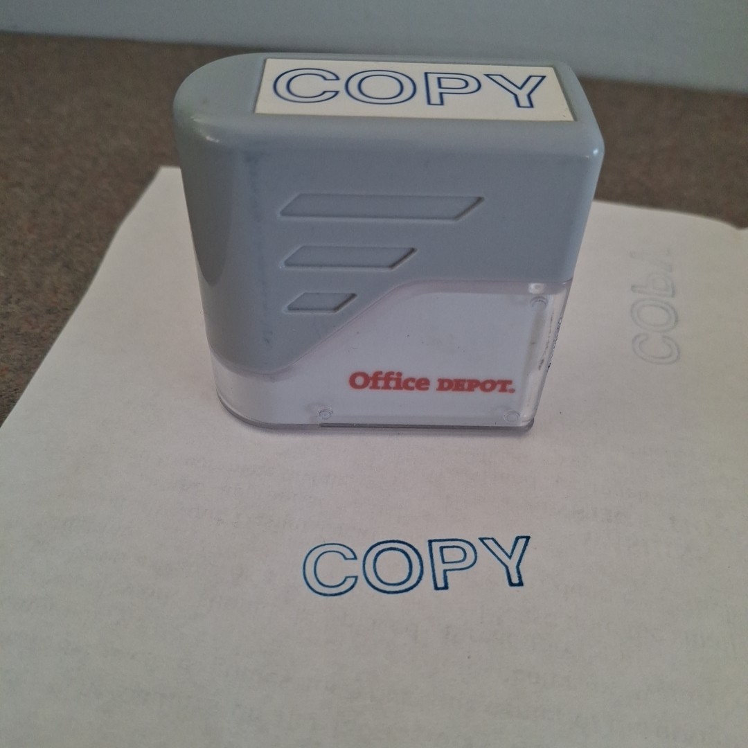 Office DEPOT BRAND Pre-inked Message Stamp "Copy" Blue Ink