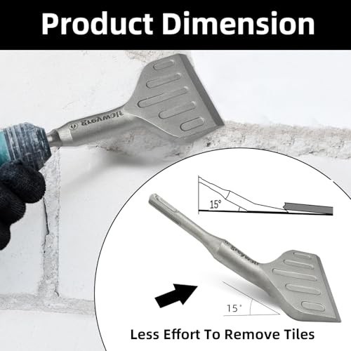 SDS Plus 3in Wide Bent Chisel Bit 20° Angle Floor Scraper Tile Removal Tool